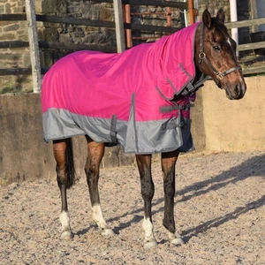 Outdoor Horse Turnout Durable Combo Neck Field 50g Rug Raspberry/Grey 5'3-6'9 - Bild 1 von 5