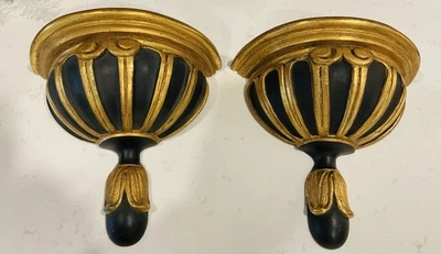 Par de soportes de pared estilo Regency negros y dorados Foto 1 de 4