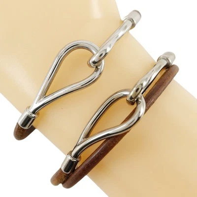 Conjunto de gargantilha pulseira jumbo HERMES couro marrom 9,9 g feminina - Imagem 1 de 4