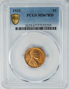 1933 Lincoln Cent 1c MS67 RD Secure PCGS 950227-4 - Picture 1 of 5