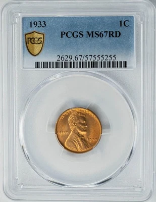 1933 Lincoln Cent 1c MS67 RD Secure PCGS 950227-4 - Image 1 of 4