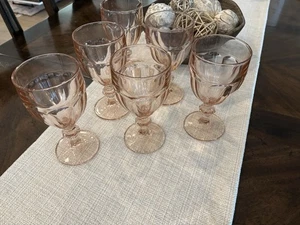 Vintage Libbey Gibraltar Duratuff Amethyst/Rose Footed Goblets Glasses Set of 6 - Picture 1 of 3