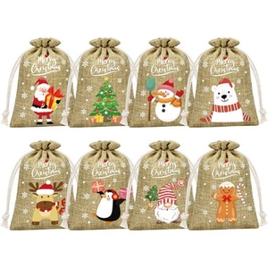 36Pcs Christmas Burlap Gift Bags with Drawstring Christmas Linen Bags Drawstr... - Picture 1 of 8