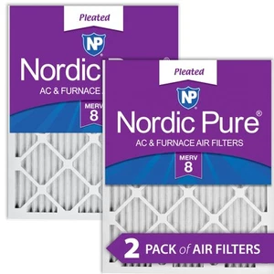 Nordic Pure 10x10x1 Pleated MERV 8 Air Filters 2 Pack - Picture 1 of 7