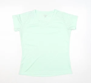 Asics Womens Green V-Neck Short Sleeve Running T-Shirt Size M - Picture 1 of 12