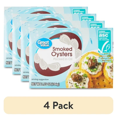 (Paquete de 4) Ostras ahumadas de gran valor, lata de 3,75 oz... Foto 1 de 4