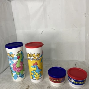 4 Vintage Pokémon Tupperware Snackbecher 1999/2000; 2 x 107 m; 2 x 1229 - Bild 1 von 14