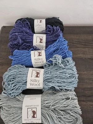 New 5 Skeins Elsebeth Lavold Silky Wool, Blue Hues 192 yds/sk 50g Ea Italy - Image 1 of 4
