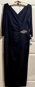 Alex Evenings Womens Black Pleated Long Formal Evening Dress Gown 8134289 - Picture 1 of 8