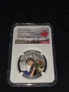 2020 $10 CANADA SILVER 75TH NETHERLANDS LIBERATION NGC SP65 FIRST RELEASES - Picture 1 of 2