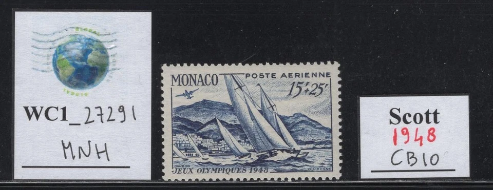 WC1_27291.MONACO. Sello semi postal aéreo de los Juegos Olímpicos de 1948. Sc. CB10. MNH Foto 1 de 1