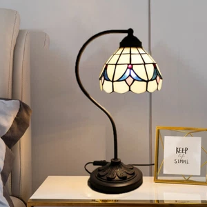 Tiffany Style Table Lamp Art Glass Dome Shade Table Lamp Traditional Desk Lamo - Picture 1 of 7