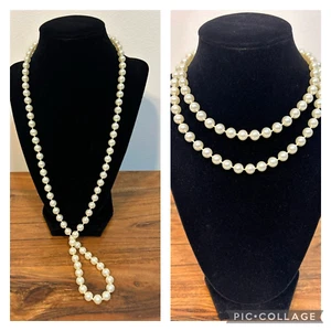 Collana di perle finte classiche a filo singolo vintage 30,5" - Foto 1 di 7