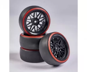 Carson 500900157 - 1:10 Räderset Drift (4) schwarz/rot - Neu - Bild 1 von 1