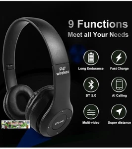 Cuffie Bluetooth Senza Fili con Microfono, Radio FM TF per TV, PC, Smartphone - Foto 1 di 23