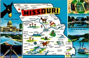 MISSOURI illustrated map Multi View Postcard - Picture 1 of 2
