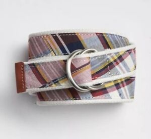 NWT GAP Men’s Size Small Plaid Webbing Belt Madras D Ring Indian Red