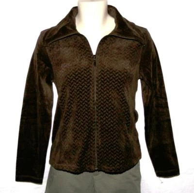 Jaqueta Cappagallo Feminina Veludo Marrom Manga Longa Zíper Frontal Tamanho P Nova Com Etiqueta - Imagem 1 de 2