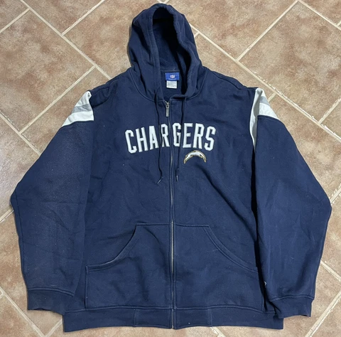 San Diego Chargers Reebok Authentic NFL Hoodie Full Zip Sweatshirt Mens XL Cover