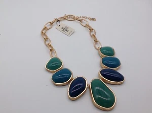 Hermoso collar verde y azul Talbots nuevo con etiquetas - Imagen 1 de 5