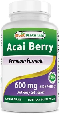 Best Naturals Acai Berry Extract 600 mg 120 Capsules -Natural Fat Burner for - Image 1 of 4