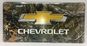 CHEVY CHEVCHEVROLET LOGOTIPO ETIQUETA CAMIÓN CAMUFLAJE PLACA DE LICENCIA GM REALTREE LETRERO DE METAL - Imagen 1 de 5