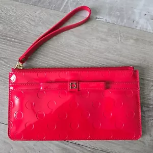 Kate Spade Jemima Camelia Street Chili Red Clutch Wristlet Patent Leather Zip - Picture 1 of 13