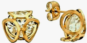 CZ Stud Earrings Rose Gold 18kt Stainless Steel clear round Stones quality New - Picture 1 of 3