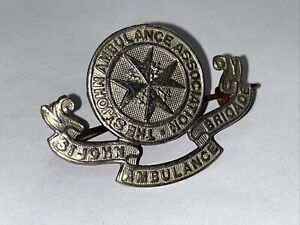Old Vintage ST John's Ambulance Brigade Metal Chrome Cap Badge Lugs On Back
