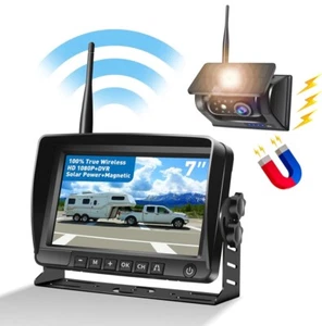 Wireless Backup Camera System – 7” Solar Monitor, Rechargeable, Magnetic Mount - Bild 1 von 7