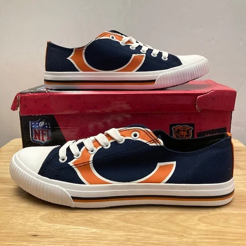 CHICAGO BEARS Blue/White FOCO NFL "Low Top Sneakers" Shoes (Men's Size 10) Cover