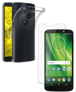 For MOTOROLA MOTO G6 PLAY TEMPERED GLASS SCREEN PROTECTOR + CLEAR TPU CASE COVER - Picture 1 of 12