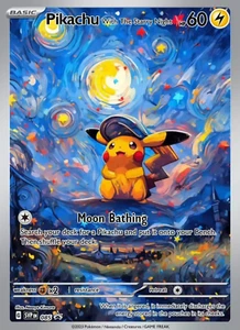 Pokemon Pikachu Starry Night Van Gogh Beautiful Moon ACG Star Trading Card - NM - Picture 1 of 3