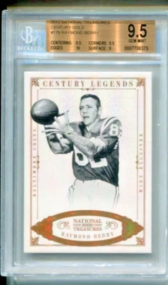 2012 National Treasures Century Gold #179 Legends Raymond Berry /10 BGS 9,5 GEM - Imagem 1 de 2