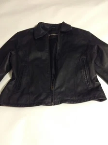 City Skins Ladies Leather Biker Jacket Blazer Full Zip 3 Pockets Size Large - Picture 1 of 9