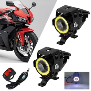 12V U7 Motorrad ATV Scheinwerfer LED Fahrscheinwerfer Motor Weiße Augen Schalter - Bild 1 von 9
