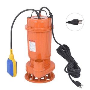 1HP Portable Cast Iron Submersible Sewage/Effluent Pump 110V 66GPM Sump Pump - Picture 1 of 7