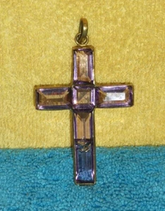 GLASS AND BRASS CROSS - Picture 1 of 3