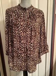 Top blusa WORTHINGTON STAMPA ANIMALI scollo a V manica 3/4 nuova con etichetta - Foto 1 di 6