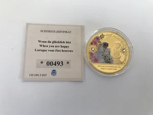 2017 In Memory of Diana - When You are Happy - vergoldete Swarovski 40 mm Münze - Bild 1 von 6