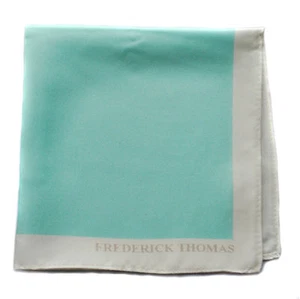 Frederick Thomas 100% silk turquoise pocket square handkerchief FT1667 - Picture 1 of 2