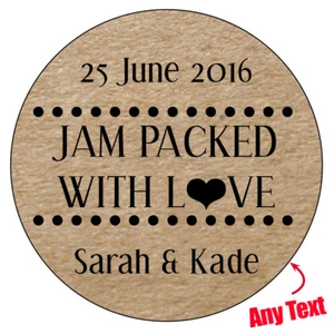 JAM PACKED LOVE Personalizado Boda Novia Pegatinas Etiquetas Hechas a Mano Kraft 611 - Imagen 1 de 3