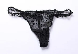 Victoria's Secret Women's PINK Wink V-String Panty ZG3 Black Medium NWT - Picture 1 of 4