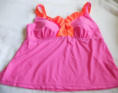 TOP TANKINI SO JUNIORS PLUS ~ ACENTO CON VOLANTES ROSA NEÓN Y NARANJA ~ TALLA 3 Foto 1 de 3
