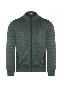 Marvelis Herren Strickjacke Casual Fit Stehkragen Einfarbig Grün - Picture 1 of 2
