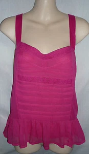American Eagle Outfitters Rosa Transparente Encaje Borde Plisado Blusa Top Camisa Talla S - Imagen 1 de 4