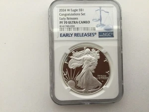 2024-W Proof American Silver Eagle Congratulations Set NGC PF70UC ER Blue - Picture 1 of 2