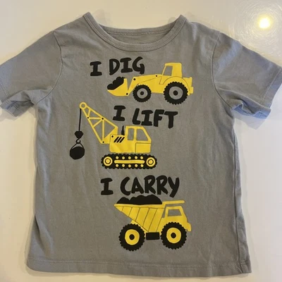 The Children’s Place 3T Pull Over, 100% Cotton Tee, Gray, Construction Graphic - Image 1 of 4