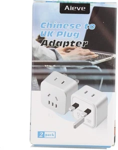 Aieve Chinese to UK Plug Adapter,2/3 Pin AUS to 3 Pin UK Plug - Picture 1 of 12