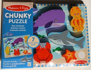 Rompecabezas Grueso Melissa & Doug SEA CREATURES con 7 Piezas Gruesas de Madera 12" x 9" - Imagen 1 de 9